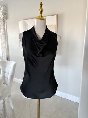 NWT Theory Sleeveless Cowl Neck Top Silky Poly